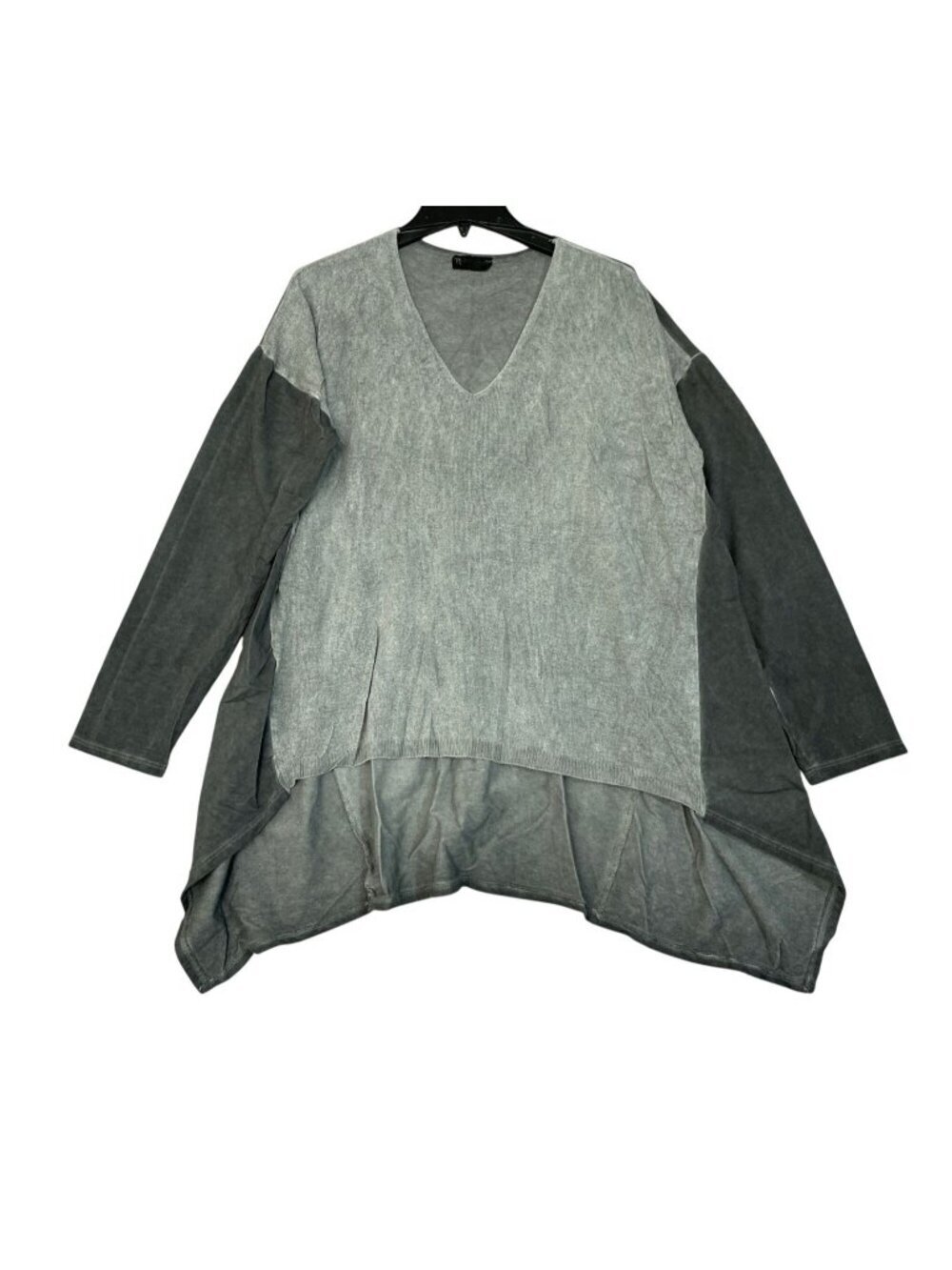 Bella Amore Women's S/M Gray Tie-Dye Long Sleeve V-Neck Tunic Sweater F1305
